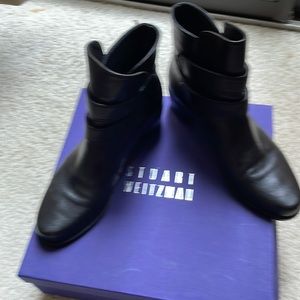 Stuart Weitzman black leather moto boot